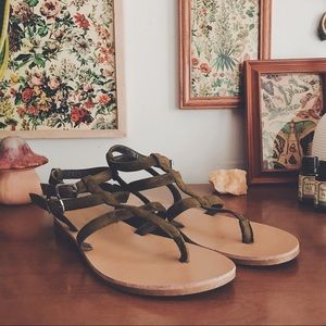 Forever 21 Olive Green Strappy Caged Sandals - Size 7